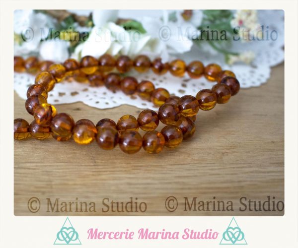 Rares Magnifiques perles en ambre naturelles non teintées 8mm ou 6mm non traitées * perles de haute qualité * reiki * chakras healing – Image 2