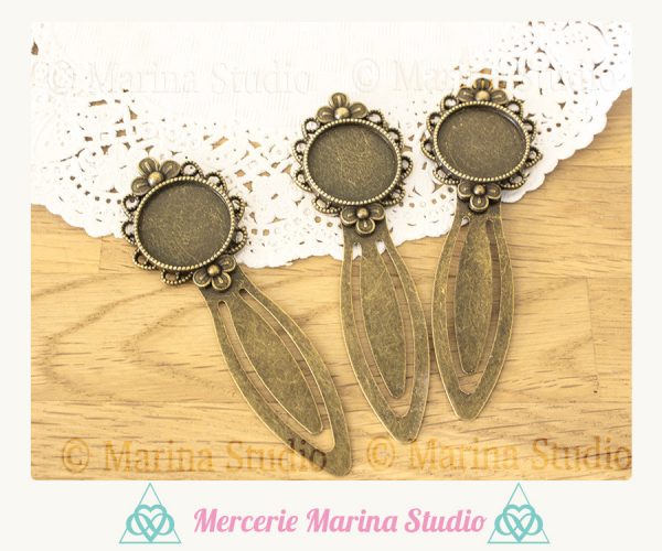 Marque page bronze avec support cabochon 20mm
