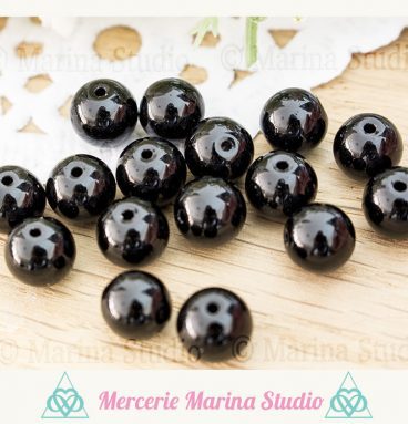 Lot de 10 Perles en onyx noire naturelles 8mm ou 6mm ou 4mm
