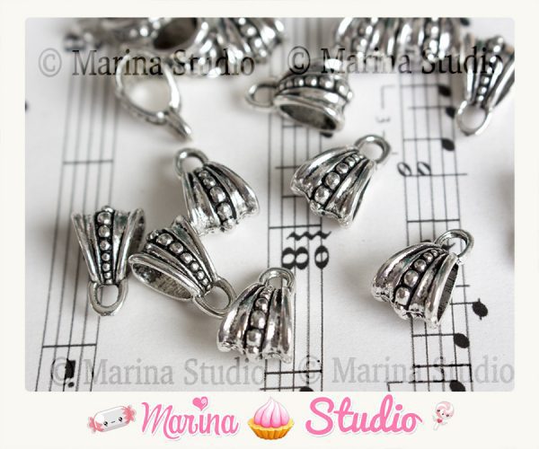 5 bélieres argent très détaillées 15X9.5mm