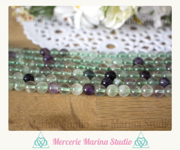 Perles fluorite arc-en-ciel top qualité! 100% naturelle pour reiki , chakras – Image 2