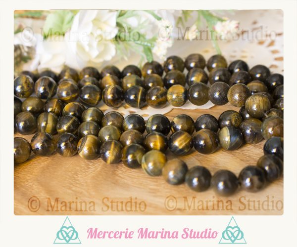 Perles oeil de faucon 8mm ou 6mm * perles non traitées