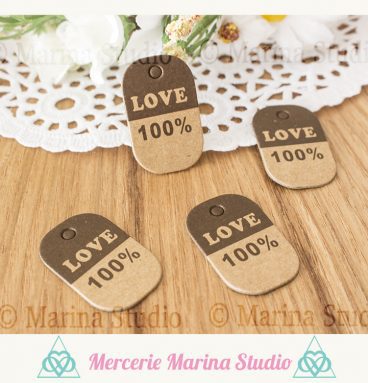 10 petites étiquettes tags kraft love 100%