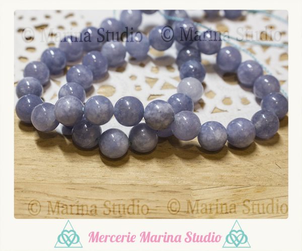 10 perles angelite stabilisée 8mm ou 6mm
