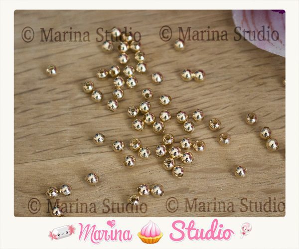 45 Perles plaqué or 18K - 18 carat 2mm