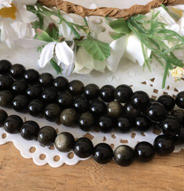 Perles obsidienne satinée doré 8mm ou 6mm ou 4mm ou 10mm