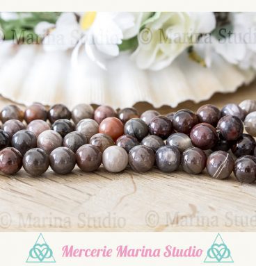 10 Perles de bois pétrifiés 8mm ou 6mm *bois fossile * perles rares* non traités * reiki* chakras