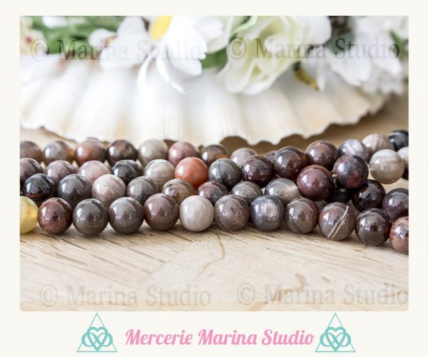 10 Perles de bois pétrifiés 8mm ou 6mm *bois fossile * perles rares* non traités * reiki* chakras