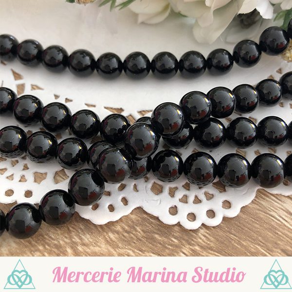 Lot de 10 Perles en spinelle noire 8mm ou 6mm