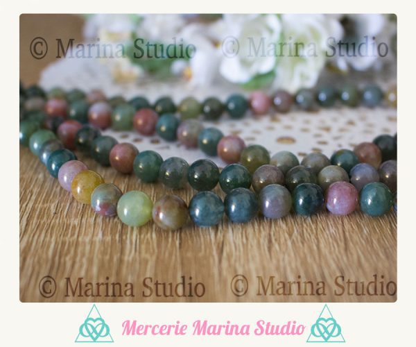10 Perles agate naturelles d'Inde 8mm ou 6mm qualité  A+
