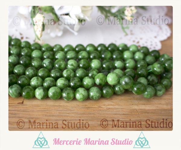 RARES 10 Perles jade vert de Birmanie Maw sit sit 8mm Qualité A+
