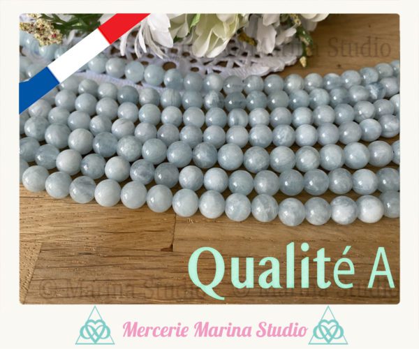 Lot de perles en aigue marine qualité A du Brésil