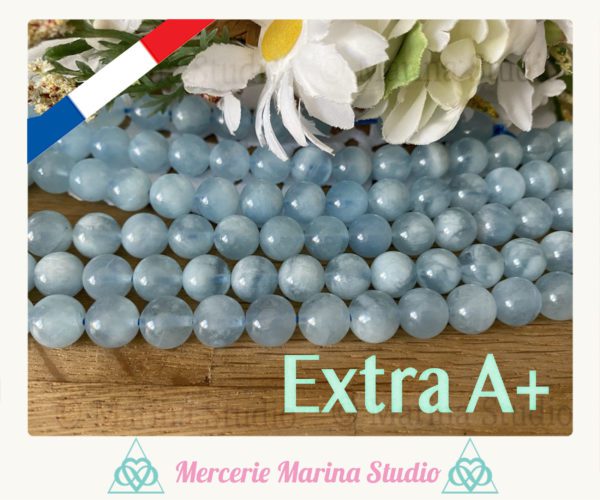 véritables perles en aigue marine A+ 8mm  ou 6mm,ou 5mm