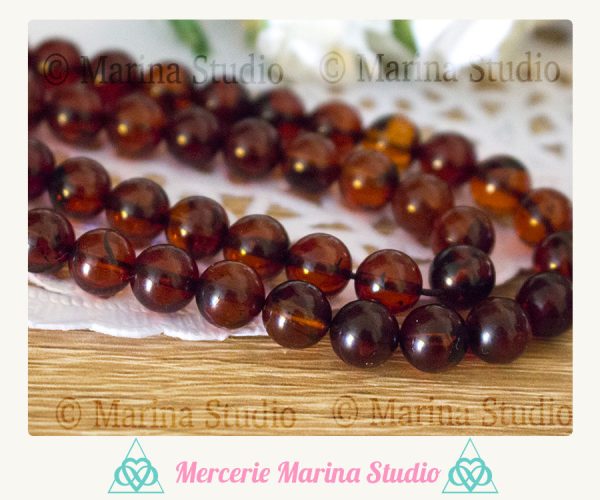 Rares Magnifiques perles en ambre naturelles non teintées 8mm ou 6mm non traitées * perles de haute qualité * reiki * chakras healing – Image 4