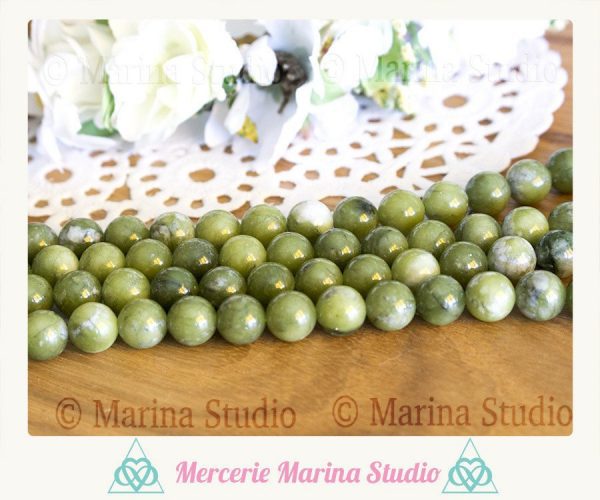 10 perles en jade vert 8mm ou 6mm - perles naturelles