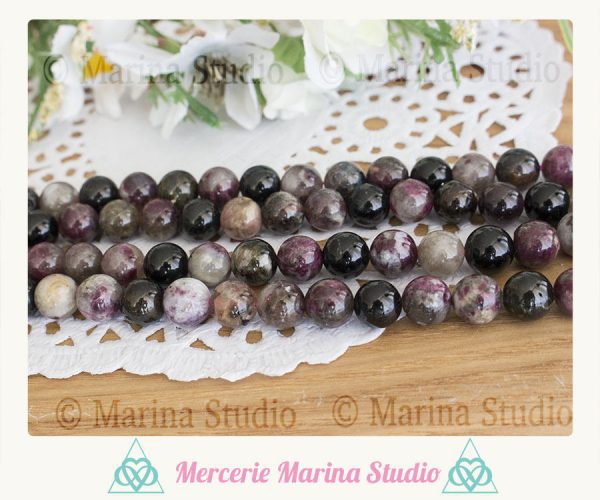 Perles tourmaline 8mm ou 6mm ou 4mm non teintées et non chauffées  pour reiki, chakras healing – Image 2
