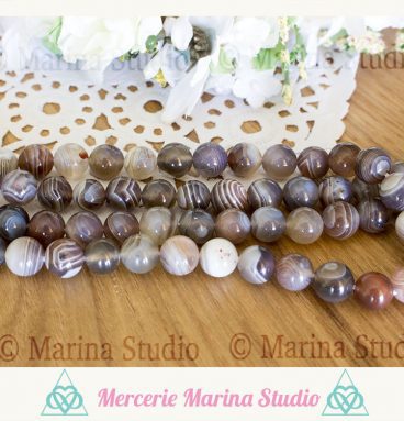 Lot de 10 perles en agate  botswana 8mm ou 6mm perles  agates à bandes grise