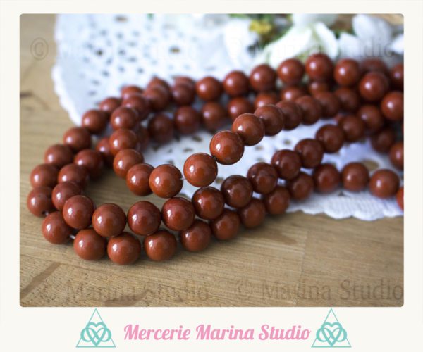 10 perles en jaspe rouge naturelles 8mm ou 6mm ou 10mm