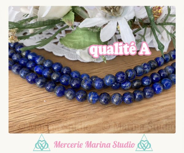 Perles en lapis lazuli naturelle 10mm 8mm ou 6mm ou 4mm non teintées – Image 2