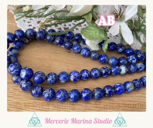 Perles en lapis lazuli naturelle 10mm 8mm ou 6mm ou 4mm non teintées – Image 4