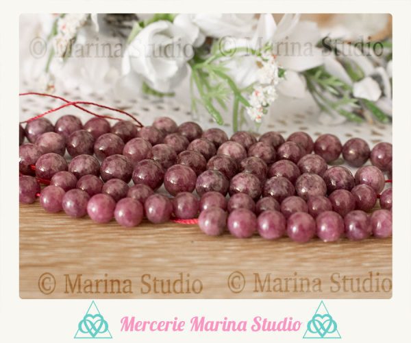 10 Perles en lépidolite stabilisée/traitée 10mm 8mm ou 6mm  ou 4mm- reiki - chakras healing