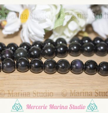 10 perles obsidiennes oeil céleste obsidienne arc-en-ciel  perles non teintées et non chauffées * reiki * chakras