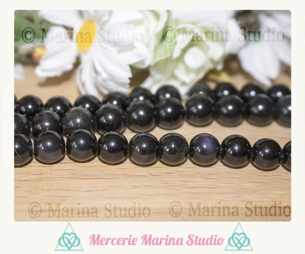 10 perles obsidiennes oeil céleste obsidienne arc-en-ciel  perles non teintées et non chauffées * reiki * chakras