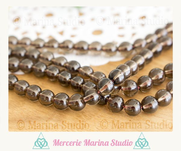 10 Perles en Quartz Fumé  couleur thé qualité AAA  reiki  chakras healing