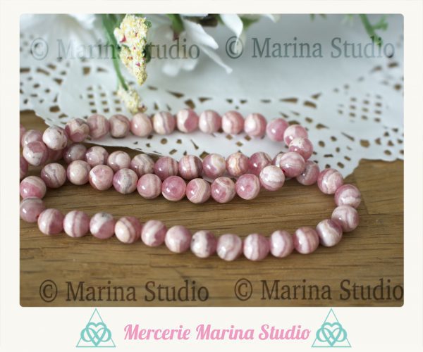 Perles en rhodochrosite d'Argentine A+ 5/6 mm 6/7mm 7/8mm  8/9mm – Image 2