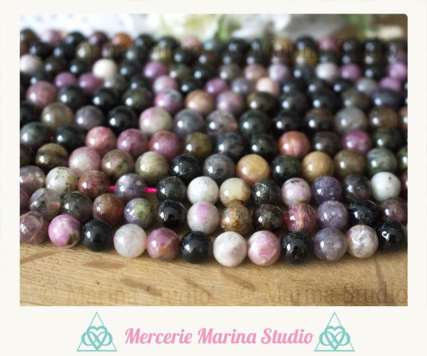 Perles tourmaline 8mm ou 6mm ou 4mm non teintées et non chauffées  pour reiki, chakras healing