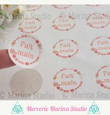 24 étiquettes blanches rondes environ 30mm Fait main style bohème- uniques!