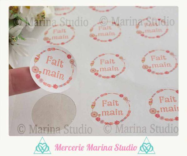 24 étiquettes blanches rondes environ 30mm Fait main style bohème- uniques!