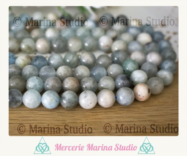 RARES * Perles en véritables aigue marine vintage 8mm ou 6mm