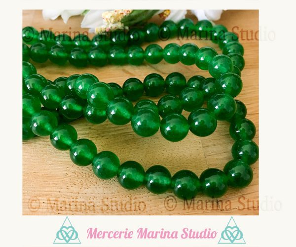 10  perles en jade malais vert 8mm ou 6mm - reiki - chakras healing