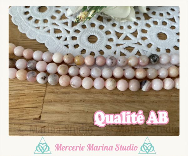 Rares lot de véritables Perles en opale rose 8mm ou 6mm naturelles *reiki * chakras – Image 4