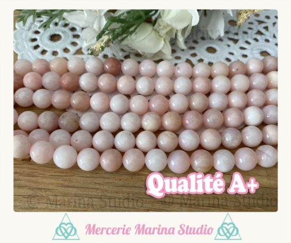 Rares lot de véritables Perles en opale rose 8mm ou 6mm naturelles *reiki * chakras – Image 3