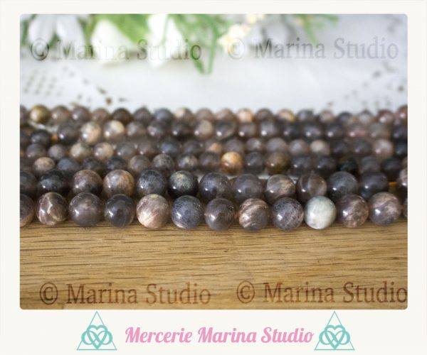 RARE* Perles en pierre de soleil noire 8mm ou 6m * reiki * chakras healing