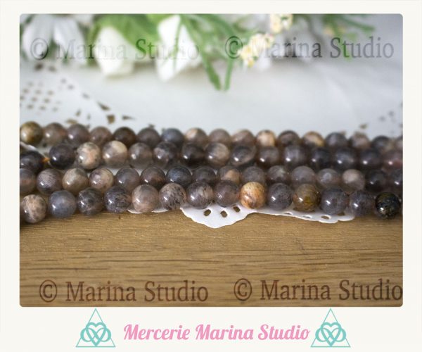 RARE* Perles en pierre de soleil noire 8mm ou 6m * reiki * chakras healing – Image 2