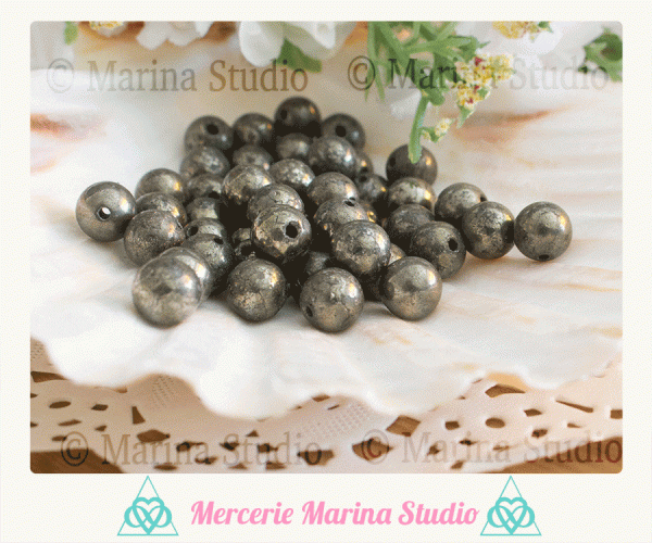 10 perles pyrite naturelles 10mm 8mm ou 6mm
