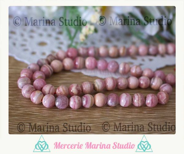 Perles en rhodochrosite d'Argentine A+ 5/6 mm 6/7mm 7/8mm  8/9mm