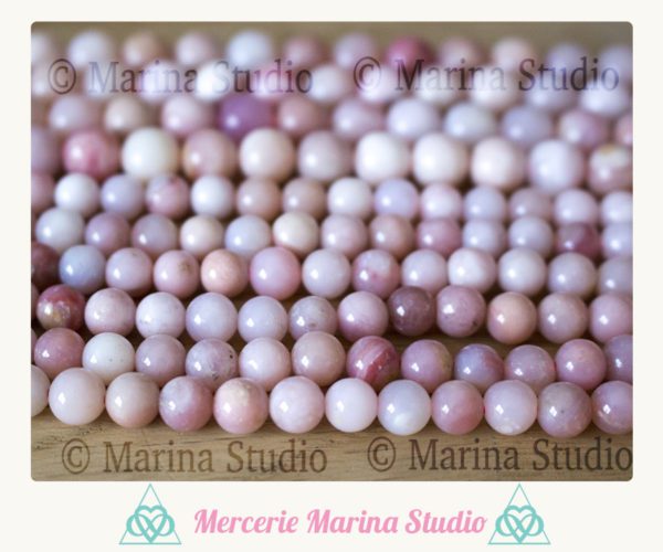 Rares lot de véritables Perles en opale rose 8mm ou 6mm naturelles *reiki * chakras