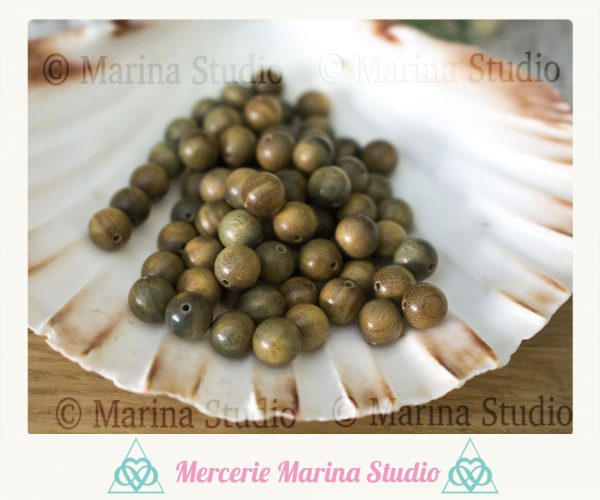 10 perles de bois de santal 8mm ou 6mm naturelles