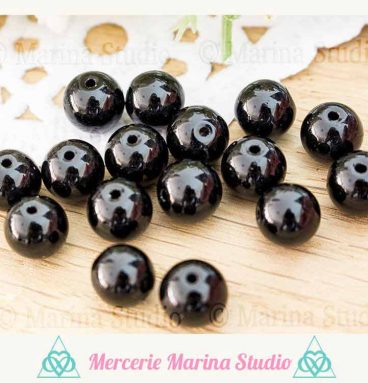 10 perles tourmaline noires 8mm ou 6mm ou 4mm