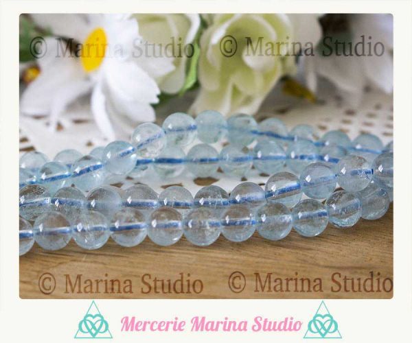 Perles en topaze bleue ou blanche qualité A+  6mm ou 8mm ou 4mm – Image 3