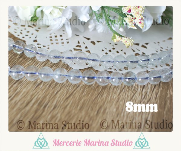 Perles en topaze bleue ou blanche qualité A+  6mm ou 8mm ou 4mm – Image 2
