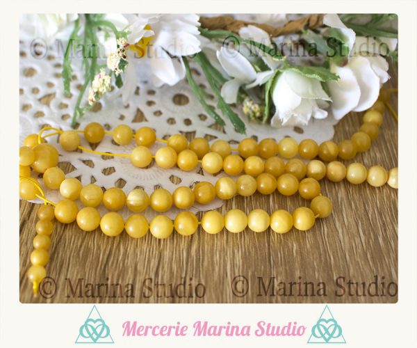 5 Perles en ambre miel naturelles 5,5mm - veritables ambres