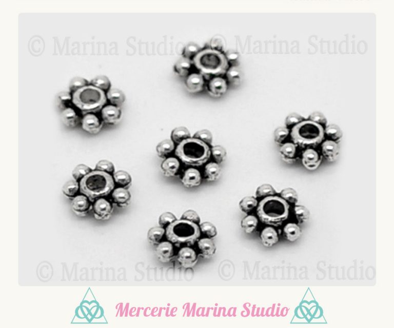 25 Perles Soucoupe UFO Intercalaire Métal Argenté 7mm France