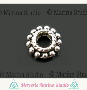 20 Perles entretoise en metal argent 7x3mm