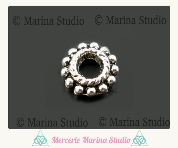 20 Perles entretoise en metal argent 7x3mm