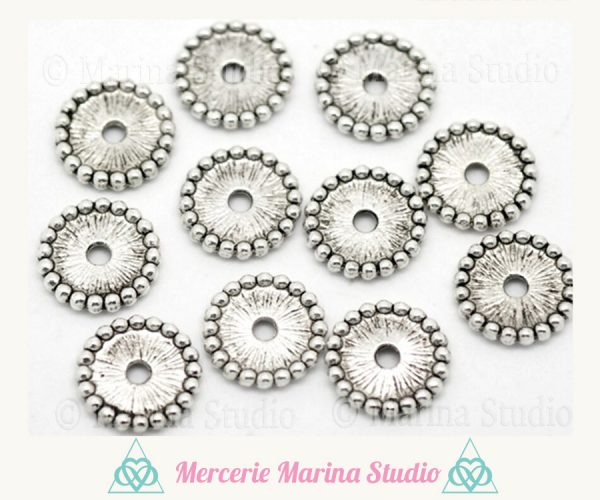 20 Perles intercalaires métal soucoupe 12x3mm